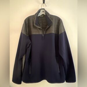 Men's Orvis Large 1/4 Zip Pullover Navy Blue & Gray Half Zip Fleece